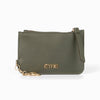 Mia Card Holder - Khaki, Pebbled Faux Leather: One-size