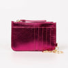 Mia Card Holder - Hot Pink, Pebbled Faux Leather: One-size