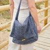 SatchelMessenger Bag Pure New wool Navy Fishbone Satchelshoulder or Cross Body