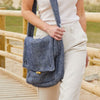 SatchelMessenger Bag Pure New wool Navy Fishbone Satchelshoulder or Cross Body